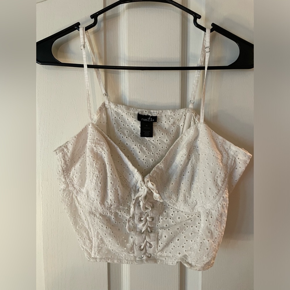Cropped bodice style top with tiny flower designs